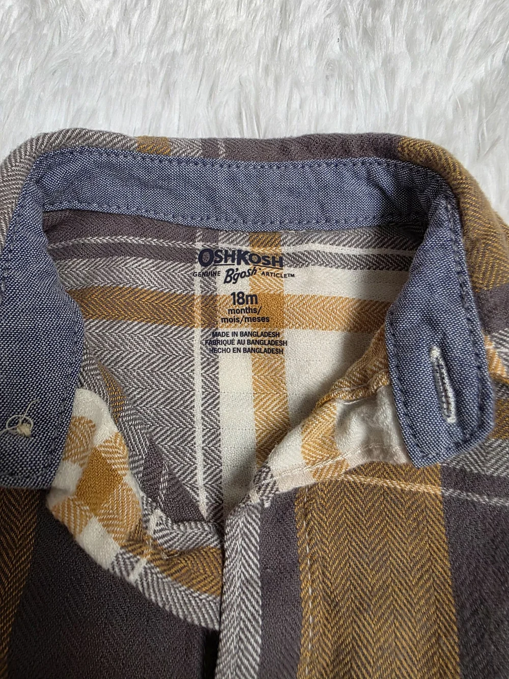 Kids Plaid Button-Up Shirt in Mustard & Gray